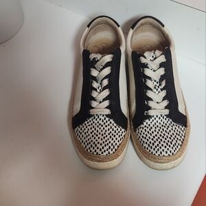 Crown Vintage Black and White Sneakers with Embellished Toe